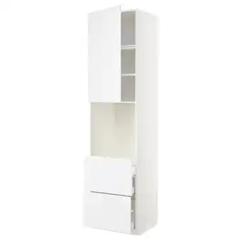 IKEA Metod / maximera Armoire pour four+porte/2 tiroirs, blanc/kungsbacka blanc mat, 60x60x240 cm offre