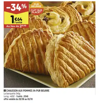 Leader Price Chausson aux pommes X4 pur beurre offre