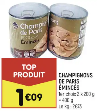 Leader Price Champignons de paris émincés offre