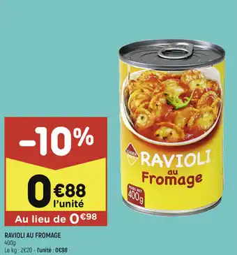 Leader Price Ravioli au fromage offre