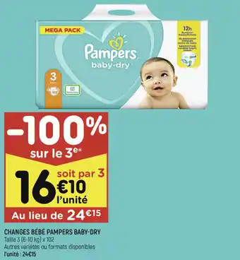 Leader Price Changes bébé pampers baby-dry offre