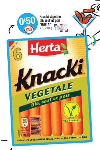 Cora x Carrefour Knacki végétale blé, œuf et pois "herta" offre