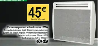 Tridôme Panneau rayonnant anti-salissures 1000W offre