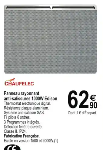 Tridôme Panneau rayonnant anti-salissures 1000W Edison offre