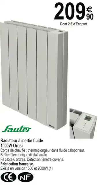 Radiateur à inertie fluide 1000W Orosi