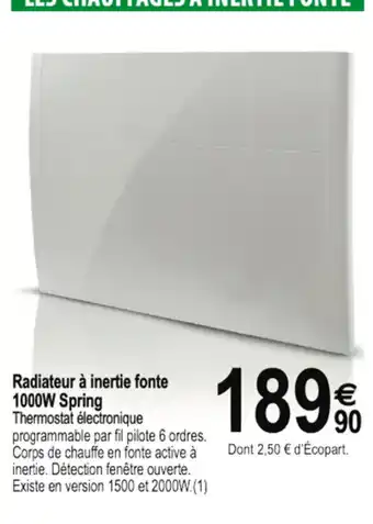 Radiateur à inertie fonte 1000W Spring