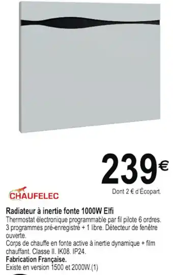 Tridôme Radiateur à Inertie Fonte 1000W Elfi offre