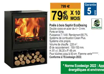Tridôme Poêle à Bois Saphir Eco Desing offre