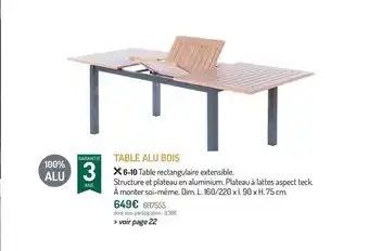 Botanic Table Alu Bois offre