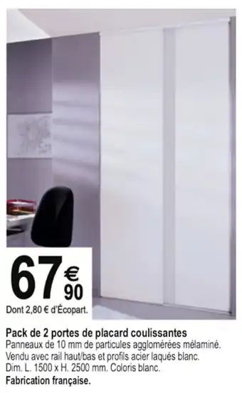 Tridôme Pack de 2 Portes de Placard Coulissantes offre