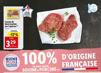 Lidl 2 Pavés De Boeuf Marinés Aux 3 Poivres offre