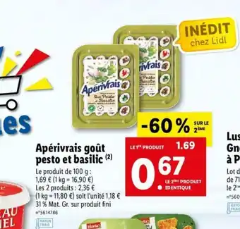 Lidl Apérivrais Gour Pesto Et Basilic offre