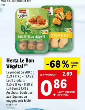Lidl Herta Le Bon Végétal offre