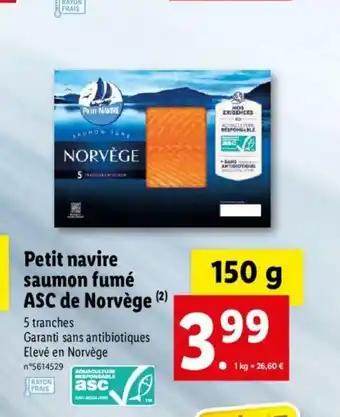 Lidl Petit Navire Saumon Fumé ASC De Norvége offre