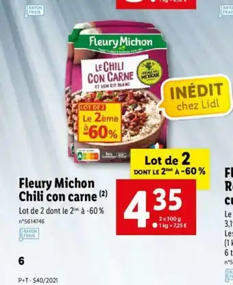Lidl Fleury Michon Chili Con Corne offre
