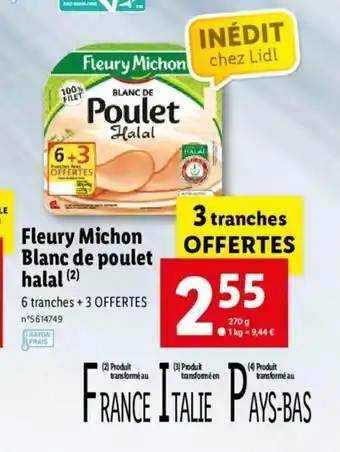 Lidl Fleury Michon Blanc De Poulet Halal offre