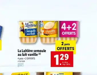 Lidl La Laitiére Semoule Au Lait Vanille offre