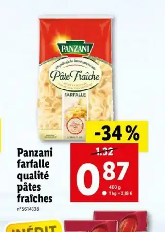 Lidl Panzani Farfalle Qualité Pates Fraiches offre
