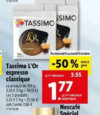 Lidl Tassimo L'or Espressique offre