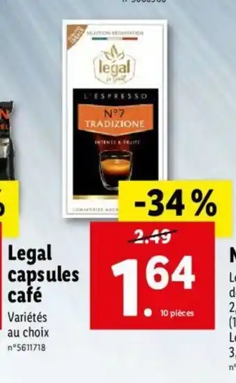 Lidl Legal Capsules Café offre