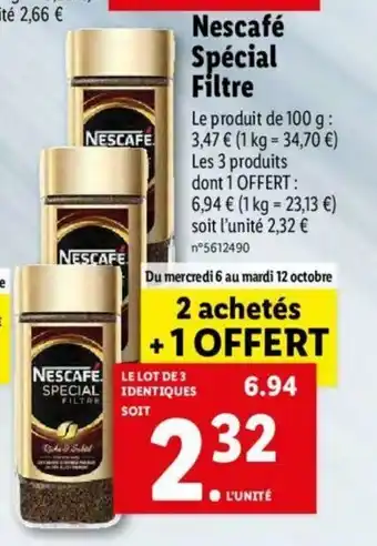 Lidl Nescafé Spécial Filtre offre