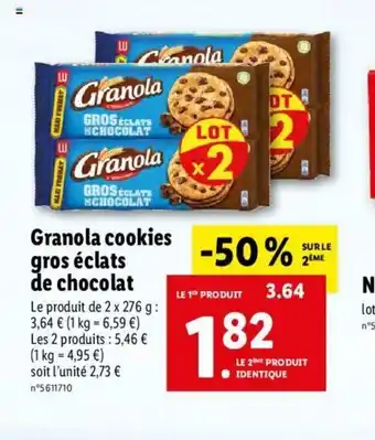 Granola Cookies Gros éclats De Chocolat