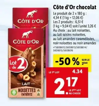 Lidl Cote D'or Chocolat offre