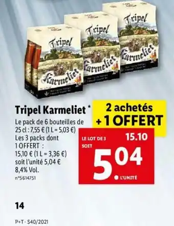 Lidl Tripel Karmeliet offre