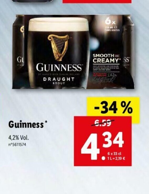 Promo Guinness* chez Lidl