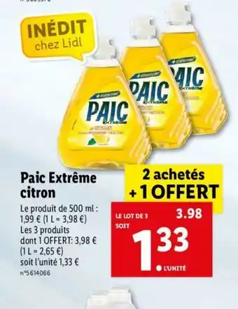 Lidl Paic Extréme Citron offre