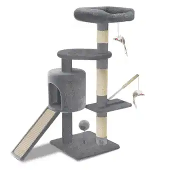 Bricorama VOUNOT Arbre à Chat 112cm avec Griffoir Plateforme Niche L Gris offre