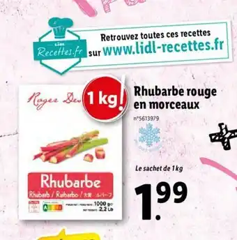 Lidl Rhubarbe Rouge En Morceaux offre