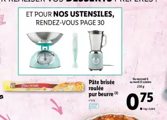 Lidl Pate Brisée Roulée Pur Beuirre offre