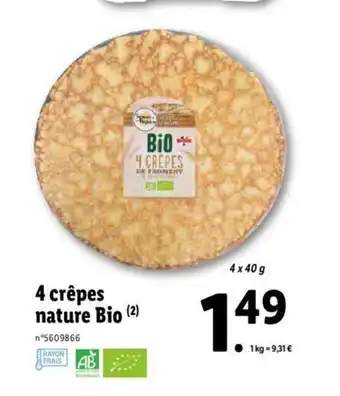 Lidl 4 Crepes Nature Bio offre