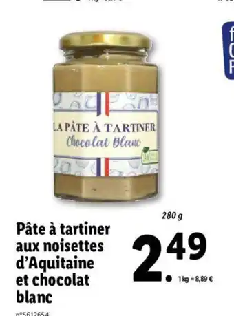 Lidl Pate A Tartiner Aux Noisettes D'aquitaine Et Chocolat Blanc offre