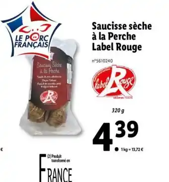 Lidl Saucisse Séche A La Perche Label Rouge offre