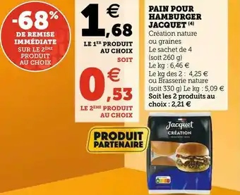 U Express Jacquet pain pour hamburger offre