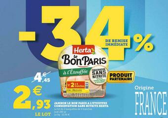 U Express Herta jambon le bon paris a l’etouffee conservation sans nitrite offre