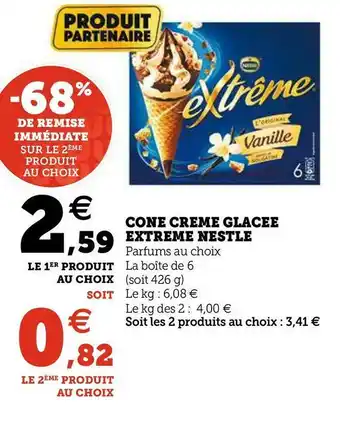 U Express Nestle cone creme glacee extreme offre