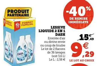 U Express Dash lessive liquide 2 en 1 offre