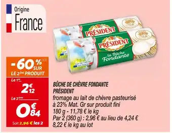 Netto PRÉSIDENT BÛCHE DE CHÈVRE FONDANTE offre