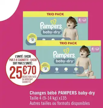 Casino Supermarchés PAMPERS Changes bébé baby-dry offre