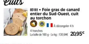 Thiriet Foie Gra De Canard Entier Du Sud-Ouest, Cuit Au Torchon offre