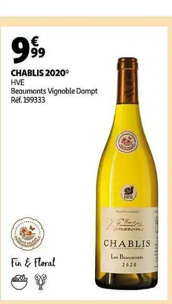 Auchan Chablis 2020 Hve Beaumonts Vignoble Dampt offre