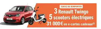 3 Renault Twingo, 5 Scooters électriques, 31 000€ En E-cartes Cadeaux