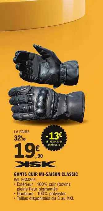E.Leclerc L'Auto Gants Cuir Mi-saison Classic Ksk offre