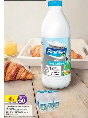 Intermarché Express Lait Uht Demi écrémé Bouteille Pâturages offre