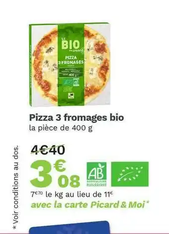 Picard Pizza 3 Fromages Bio offre