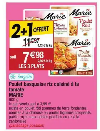 Migros Poulet Basquaise Riz Cuisiné à La Tomate Marie offre