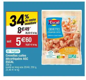 Migros Crevettes Cuites Décortiquées Asc Escal offre